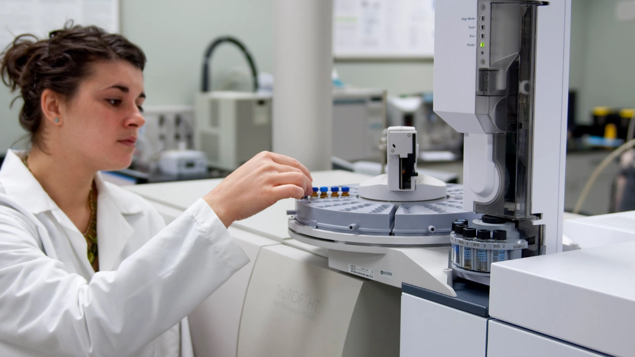 Laboratory technician using pre-owned LECO instrument