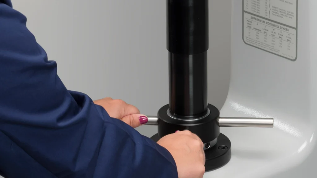 adjusting LECO rockwell hardness testing sample position