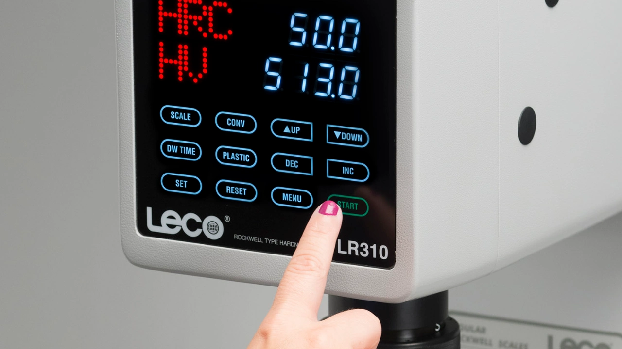 operating LECO rockwell hardness testing control panel
