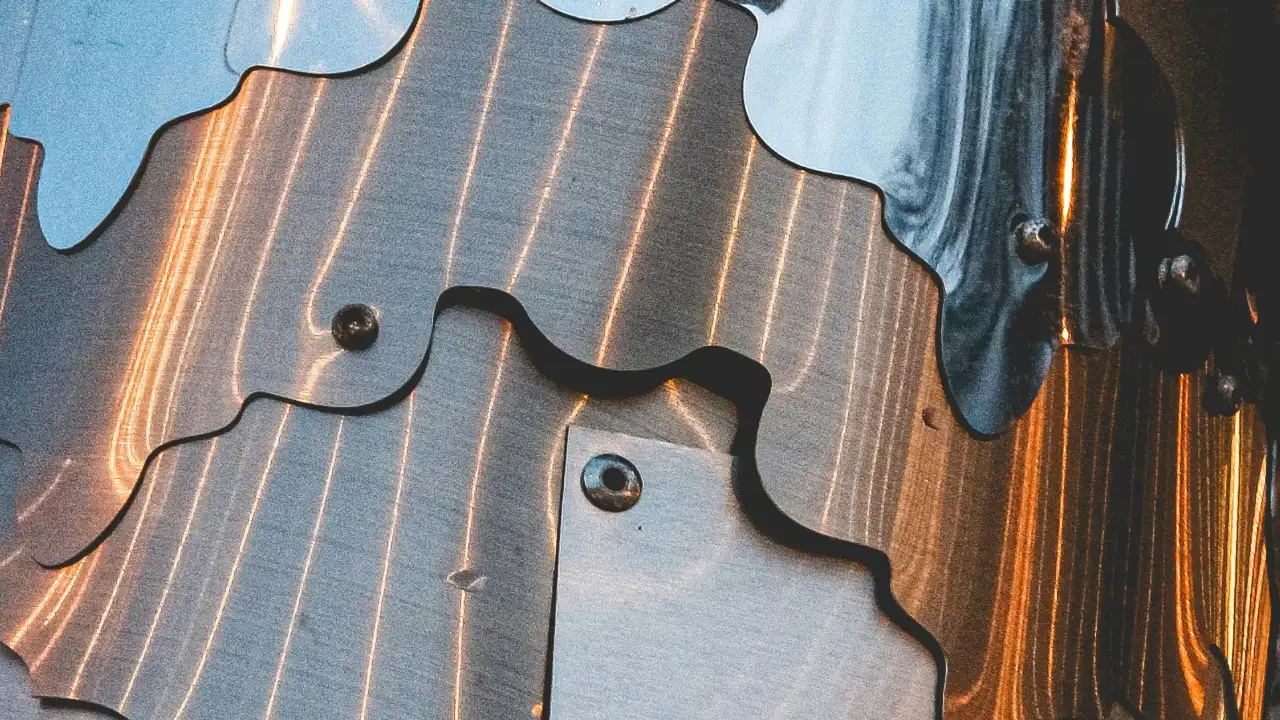 layers of polished metal sheets