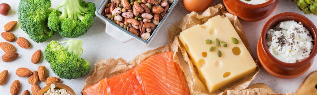 Nuts, cheese, fish and broccoli are sources of protein