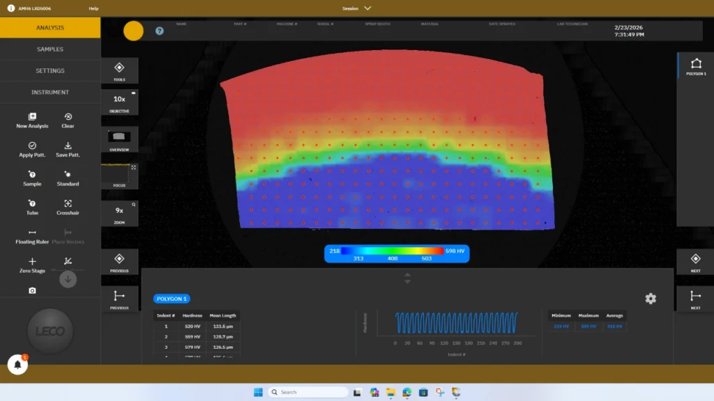 Muestra con mapa de contornos LECO AMH6