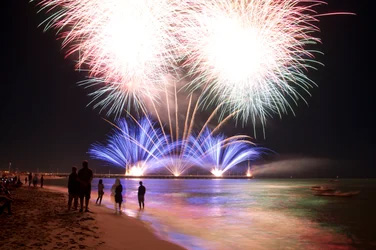 Fireworks on a beach