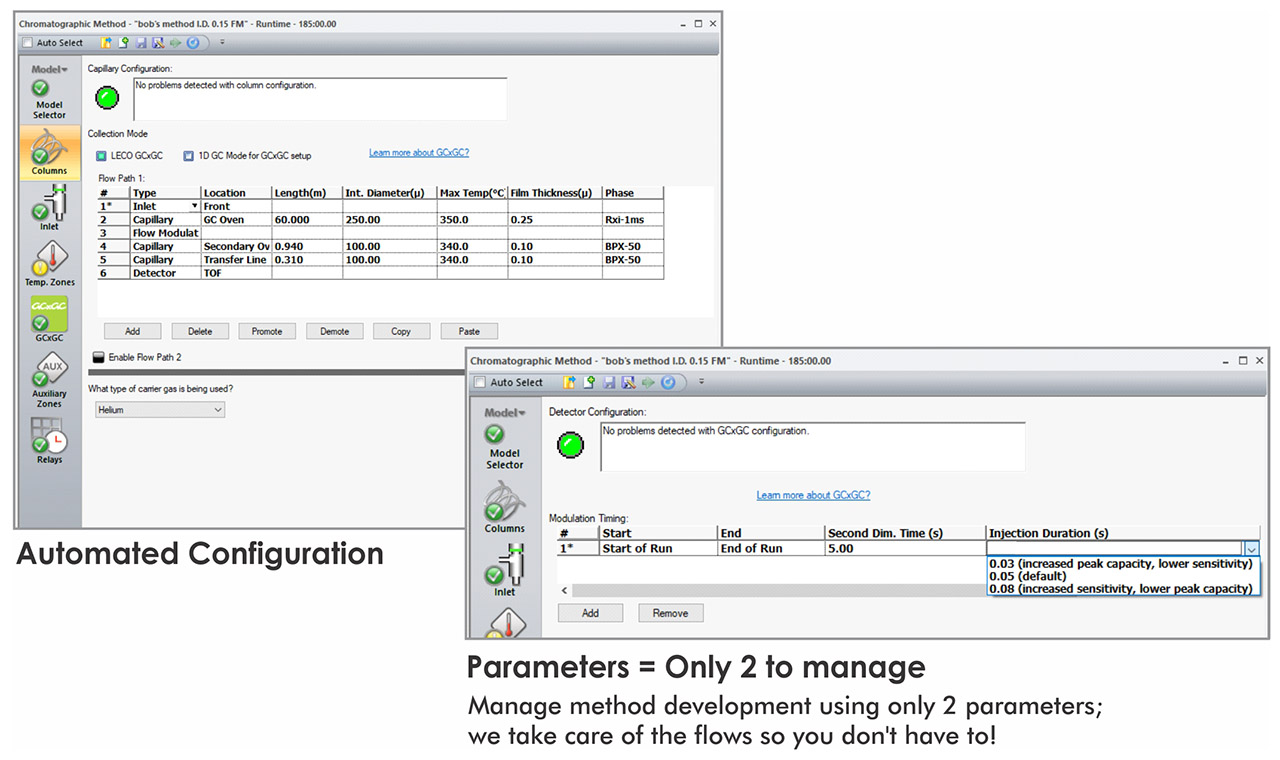 Screenshots of computer software controlling FLUX flow modulator