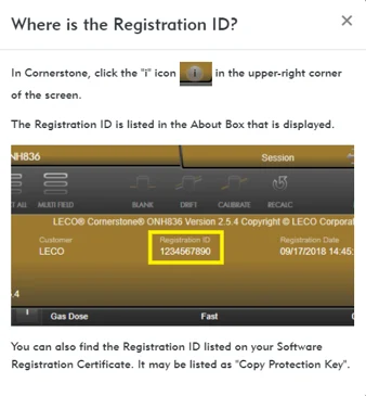 LECO Registration ID location